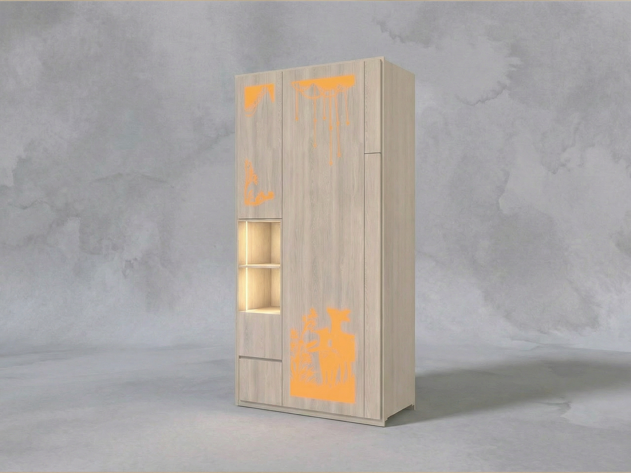 特色雕刻發光衣櫃