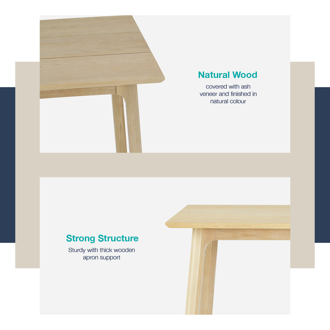 馬來西亞原裝進口實木傢俬 - LU系列 - NOUD單邊延伸餐桌