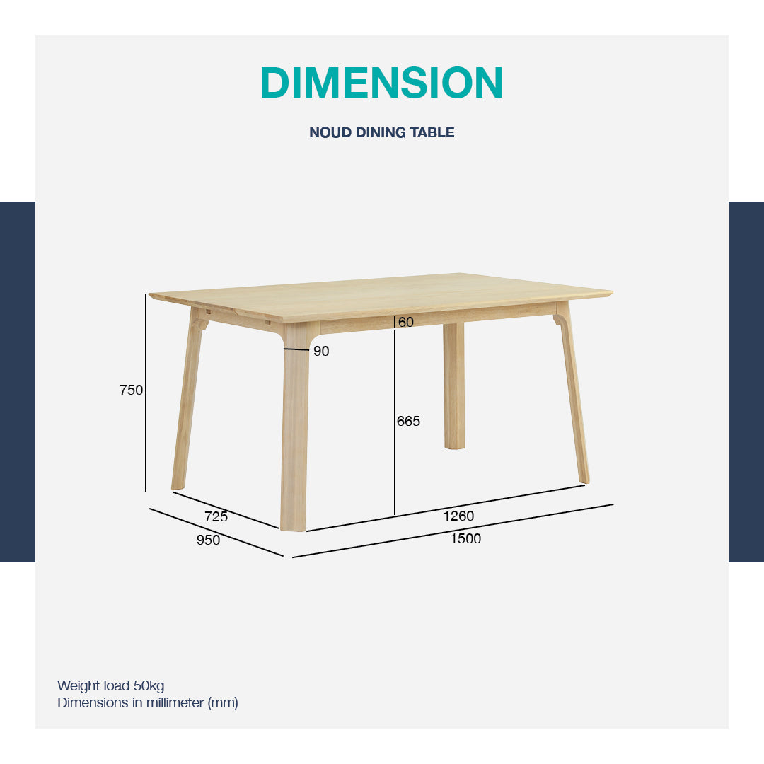 馬來西亞原裝進口實木傢俬 - LU系列 - NOUD單邊延伸餐桌