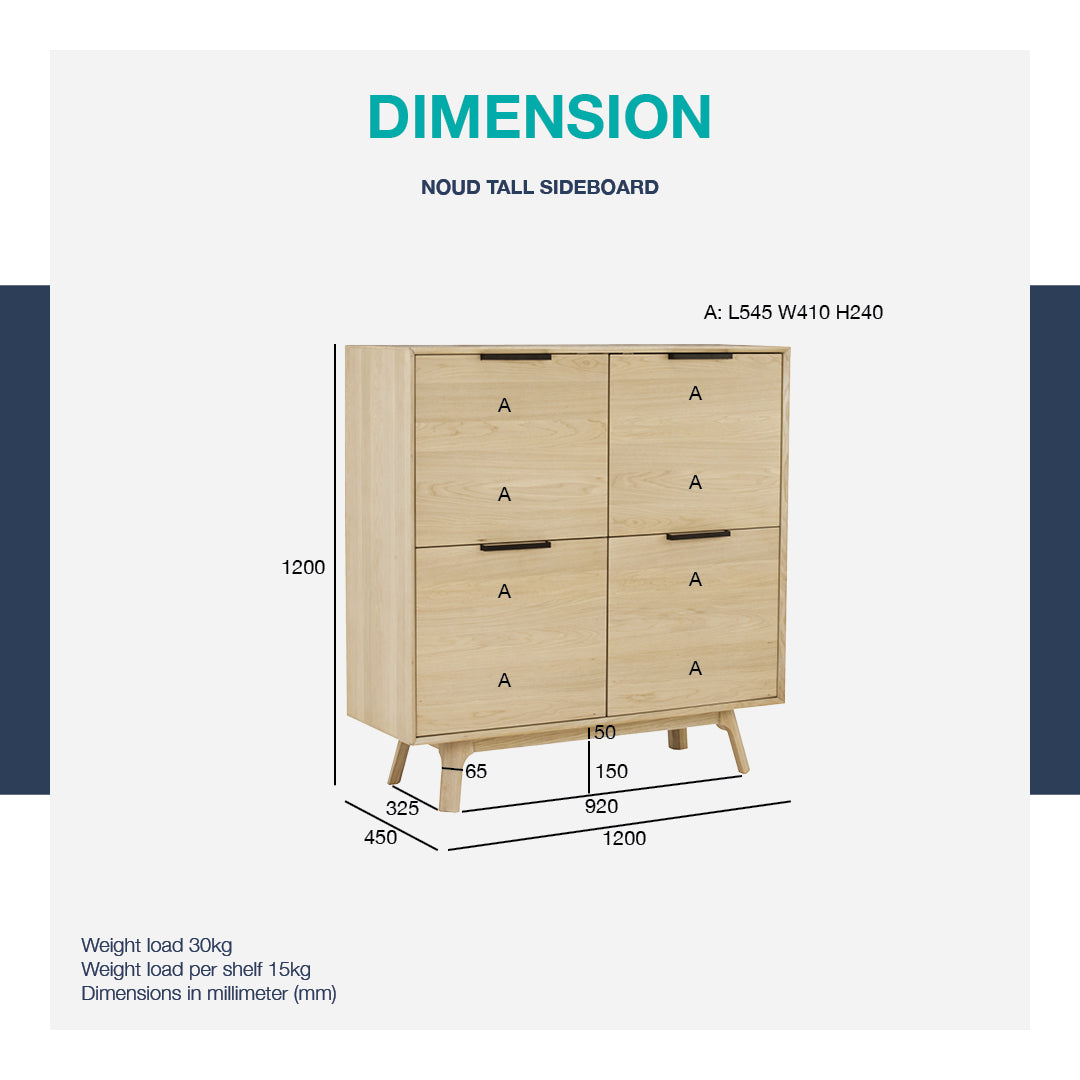 馬來西亞原裝進口實木傢俬 - LU系列 - NOUD 1.2米儲物邊櫃