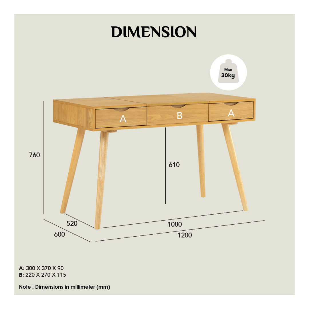 馬來西亞原裝進口實木傢俬 - NZ系列 - PALCO梳妝枱