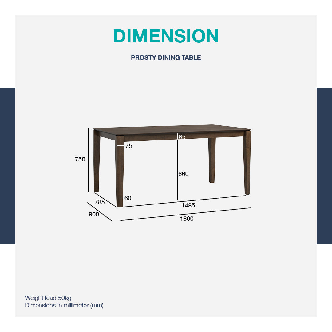 馬來西亞原裝進口實木傢俬 - LU系列 - PROSTY方形餐桌