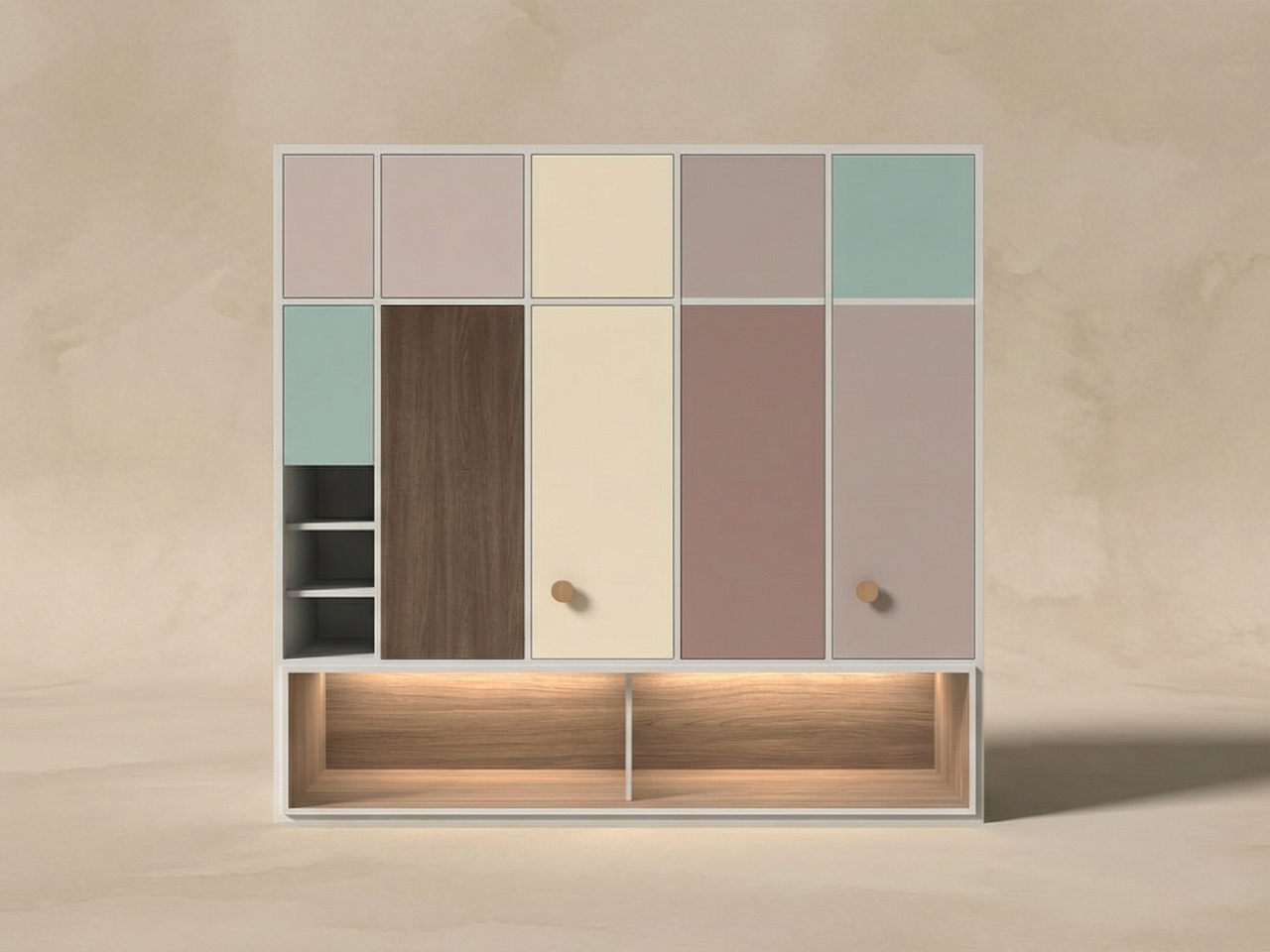 特色衣櫃連電視機趟門