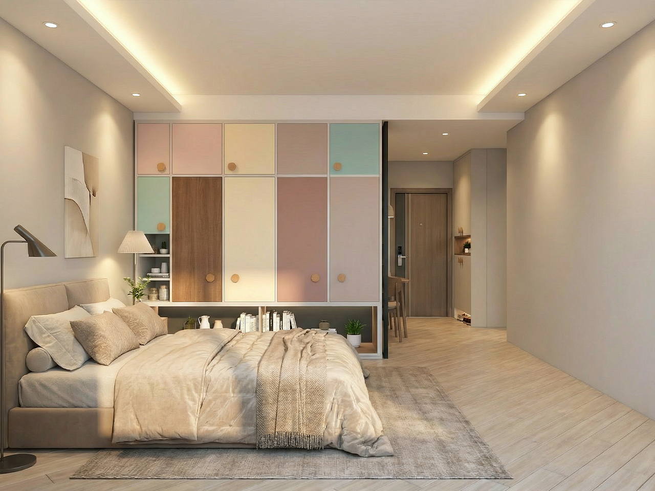 特色衣櫃連電視機趟門