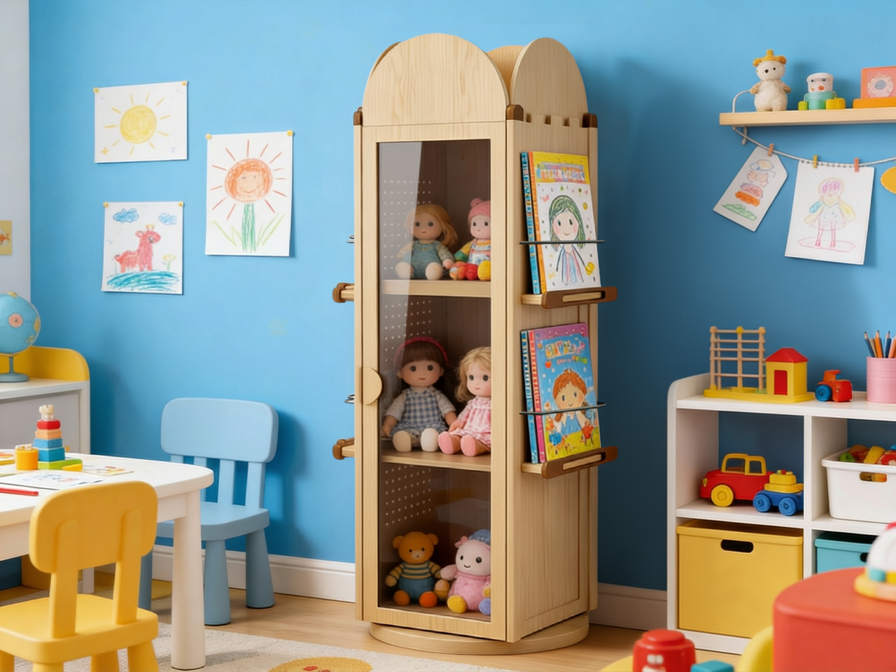 Vitakids兒童旋轉書櫃玩具架