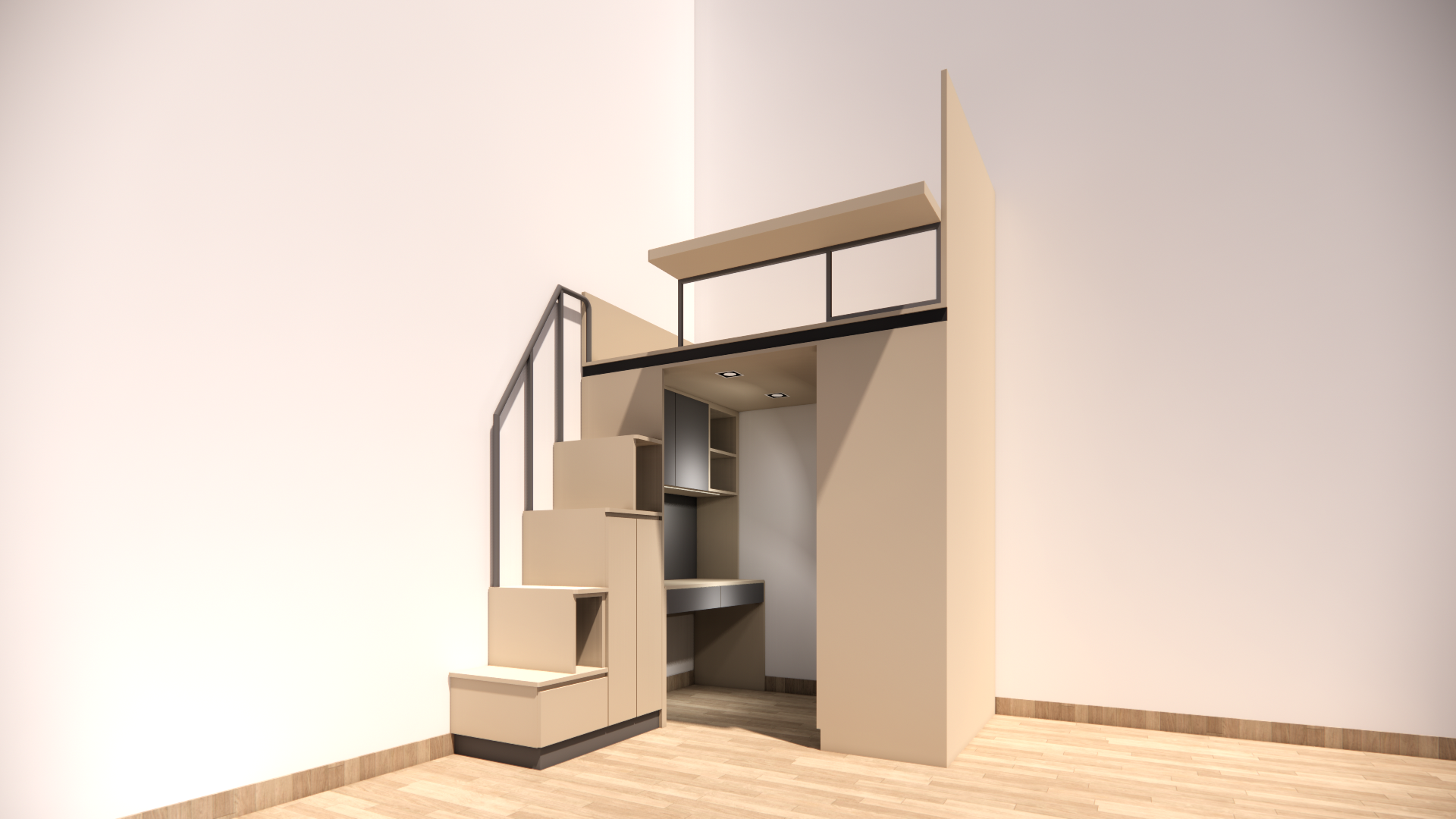 閣樓床連衣櫃及工作枱