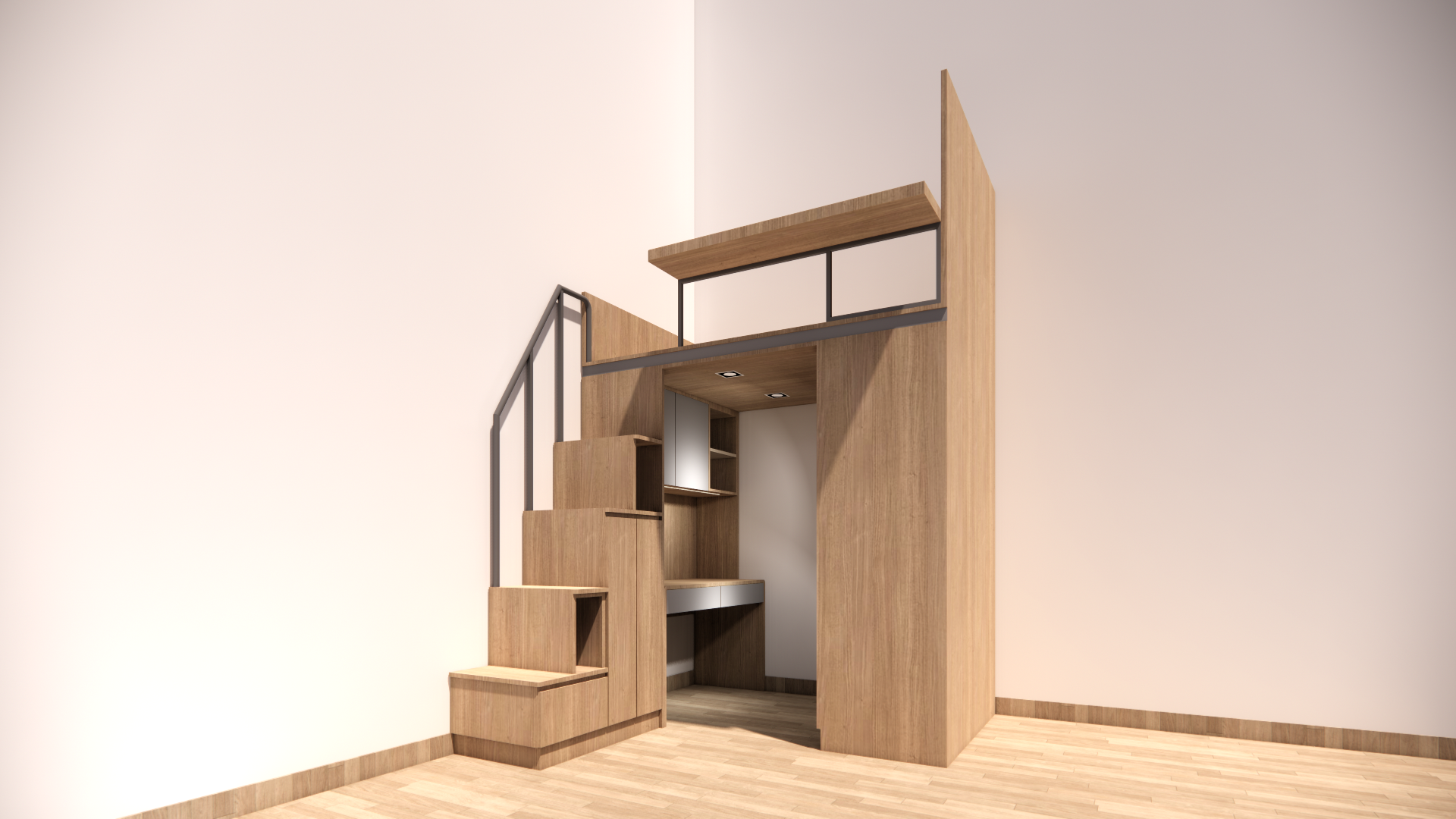 閣樓床連衣櫃及工作枱