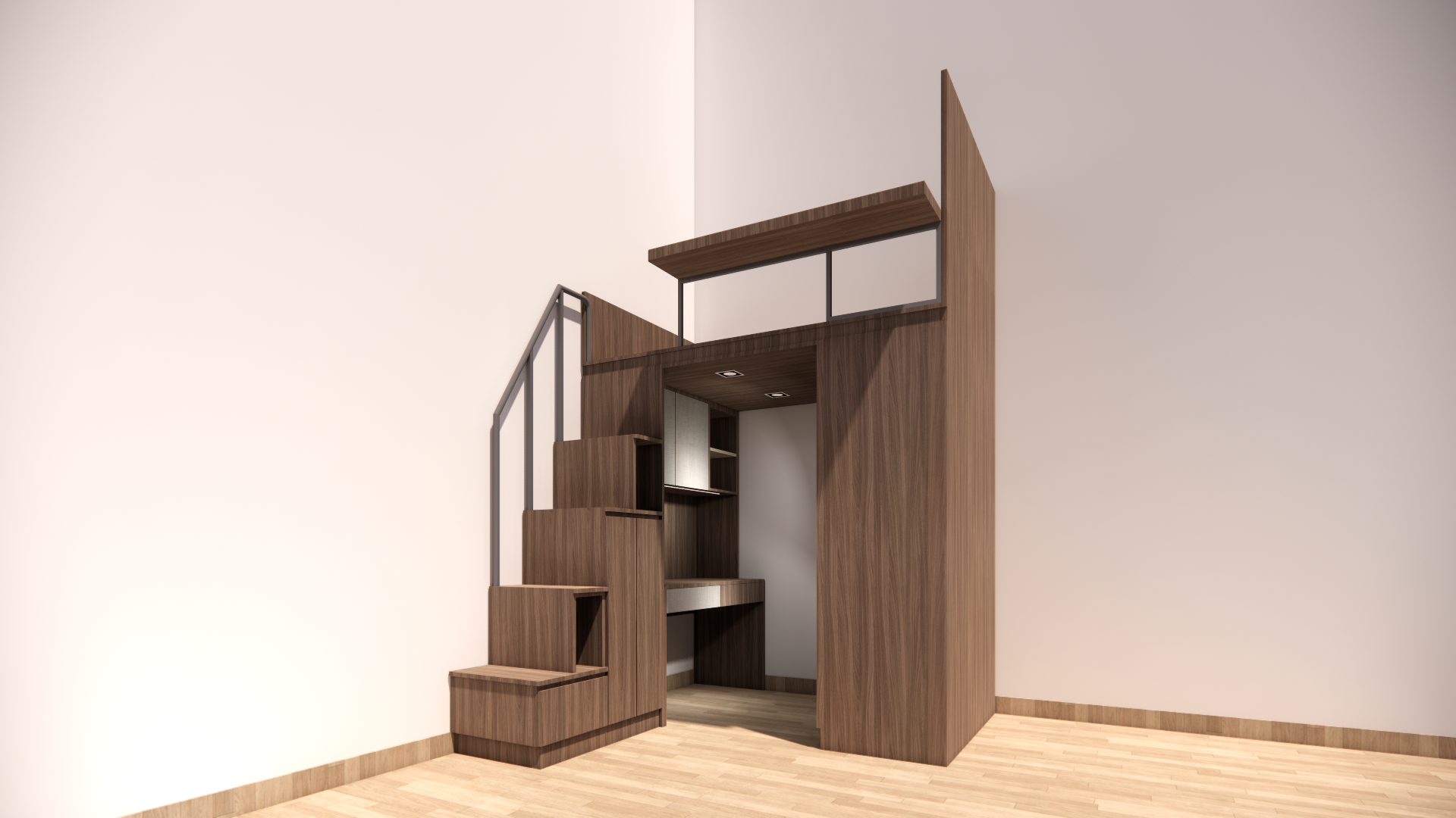 閣樓床連衣櫃及工作枱