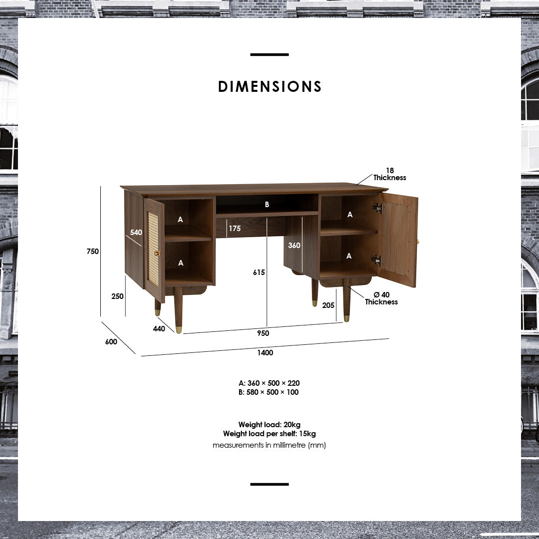 馬來西亞原裝進口實木傢俬 - NC系列 - ROYSTON書桌
