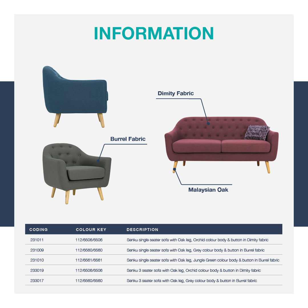 馬來西亞原裝進口實木傢俬 - LU系列 - SENKU三座位梳化