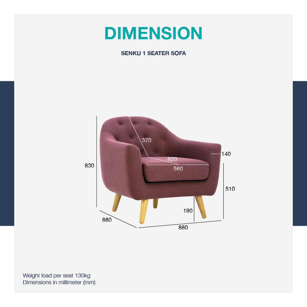 馬來西亞原裝進口實木傢俬 - LU系列 - SENKU單座位梳化