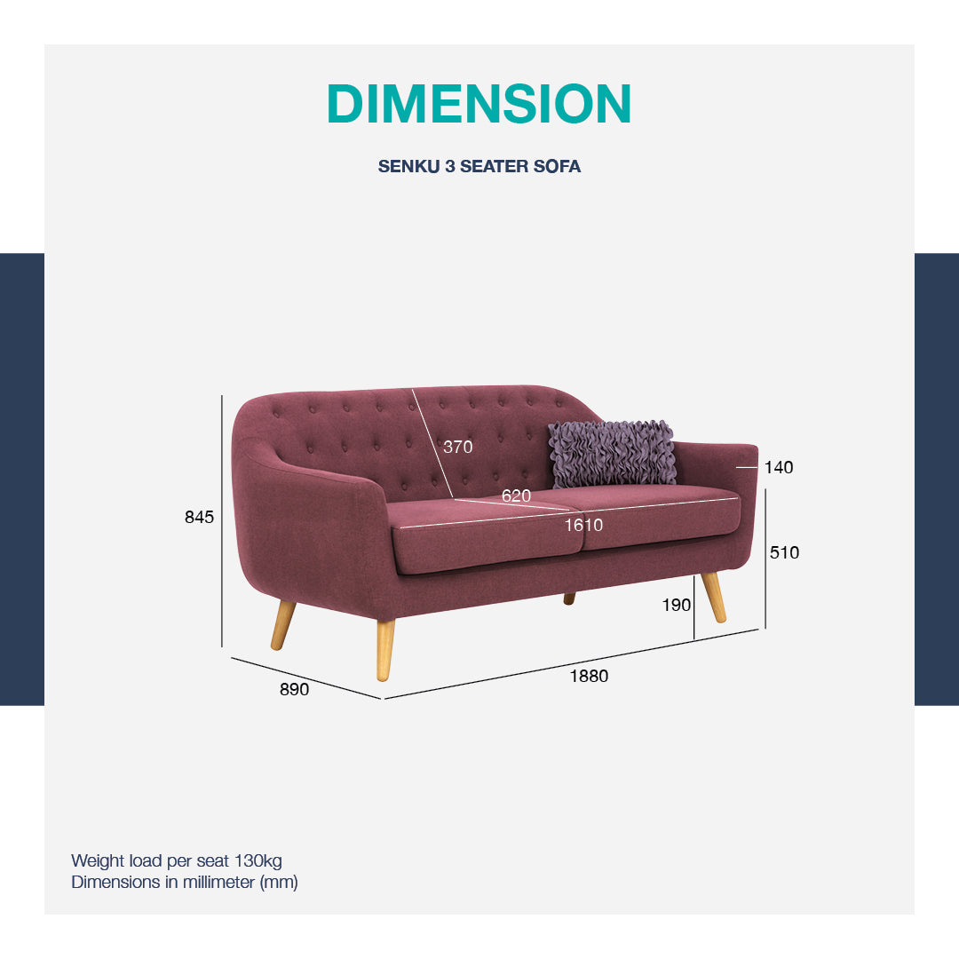 馬來西亞原裝進口實木傢俬 - LU系列 - SENKU三座位梳化