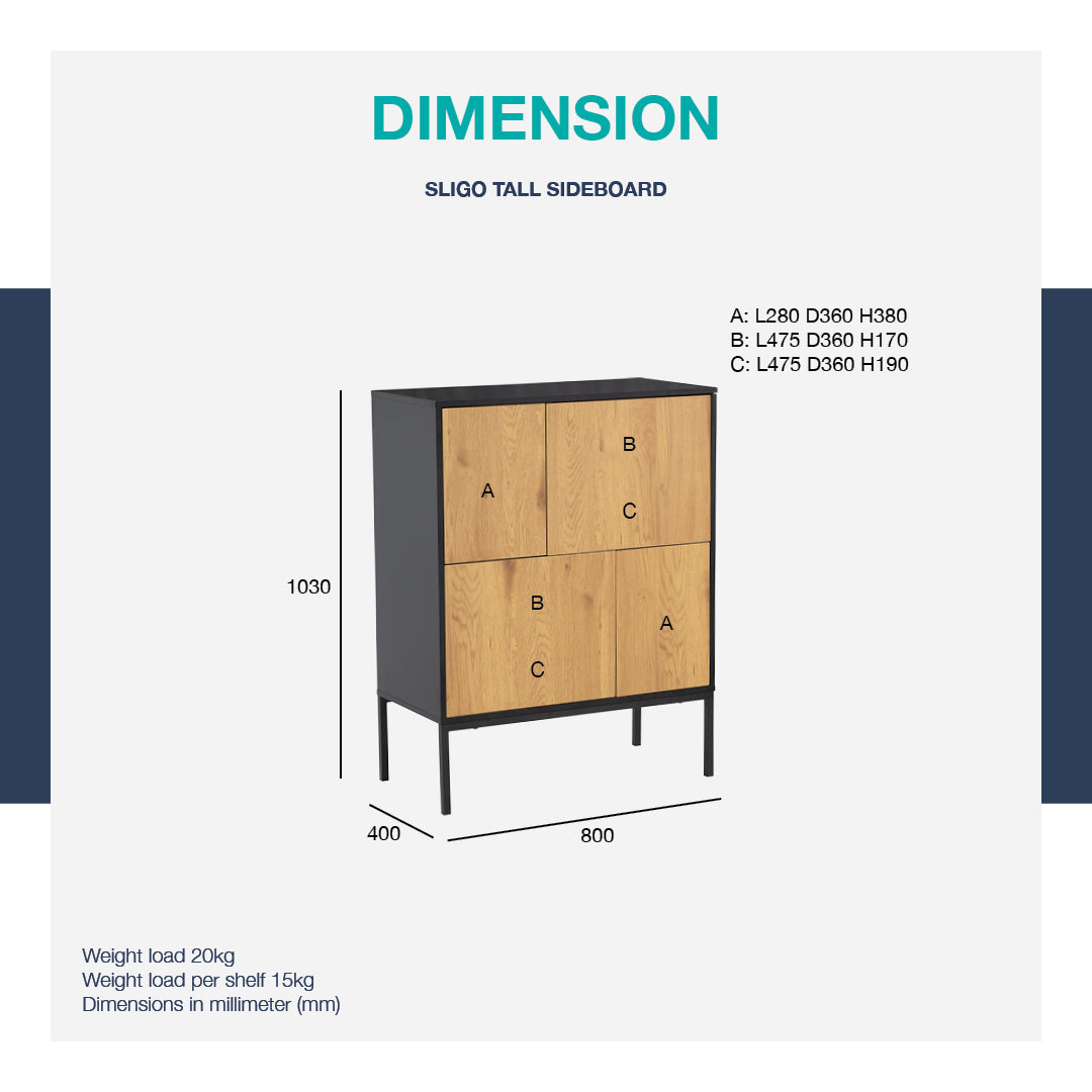 馬來西亞原裝進口實木傢俬 - LU系列 - SLIGO高身儲物邊櫃
