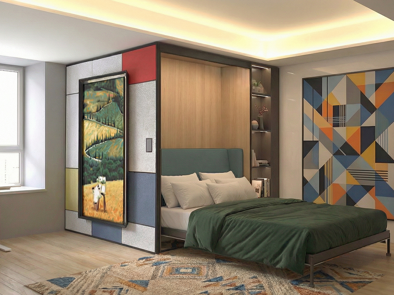 MagicFold電動伸縮衣櫃連正翻床