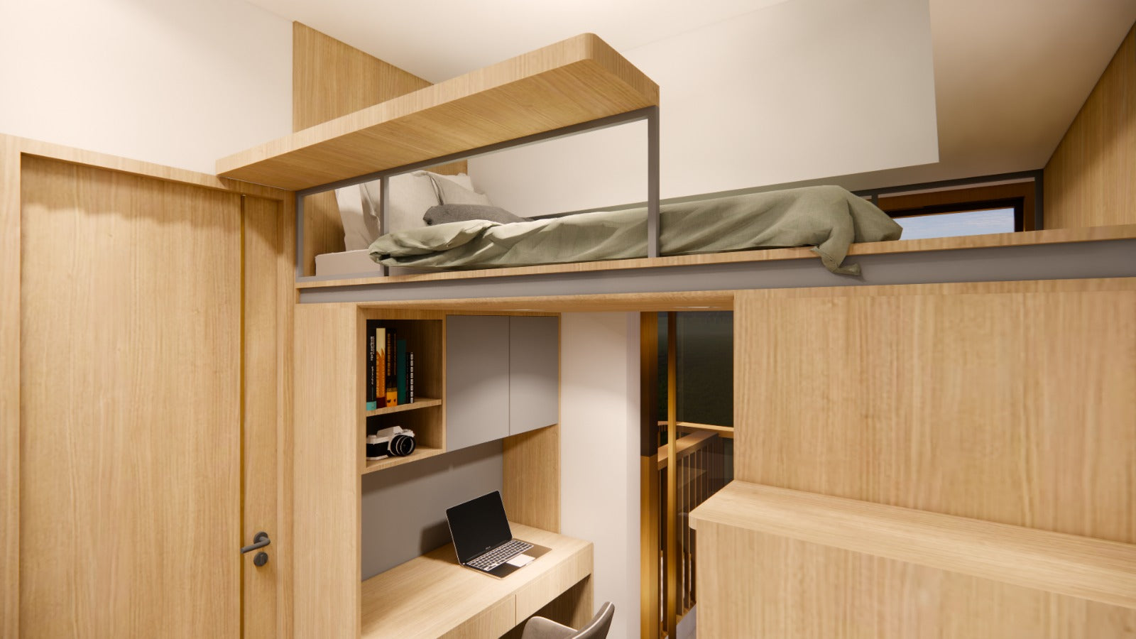 閣樓床連衣櫃及工作枱
