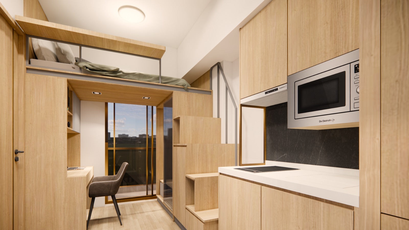 閣樓床連衣櫃及工作枱