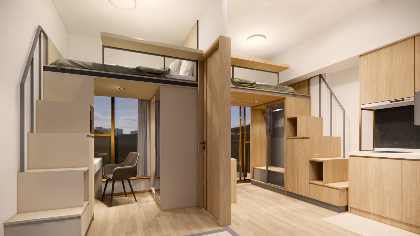 閣樓床連衣櫃及工作枱