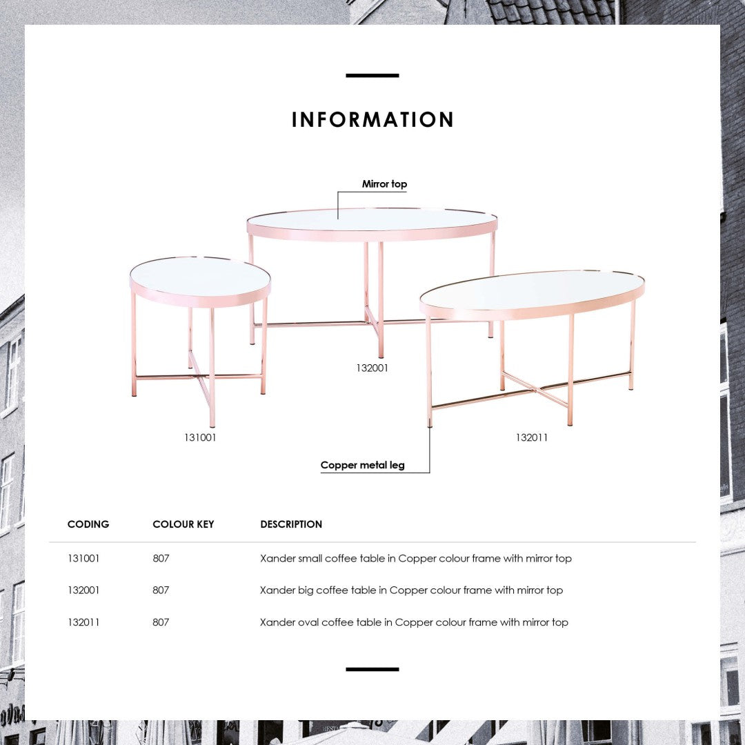 馬來西亞原裝進口實木傢俬 - NC系列 - XANDER圓形鏡面茶几