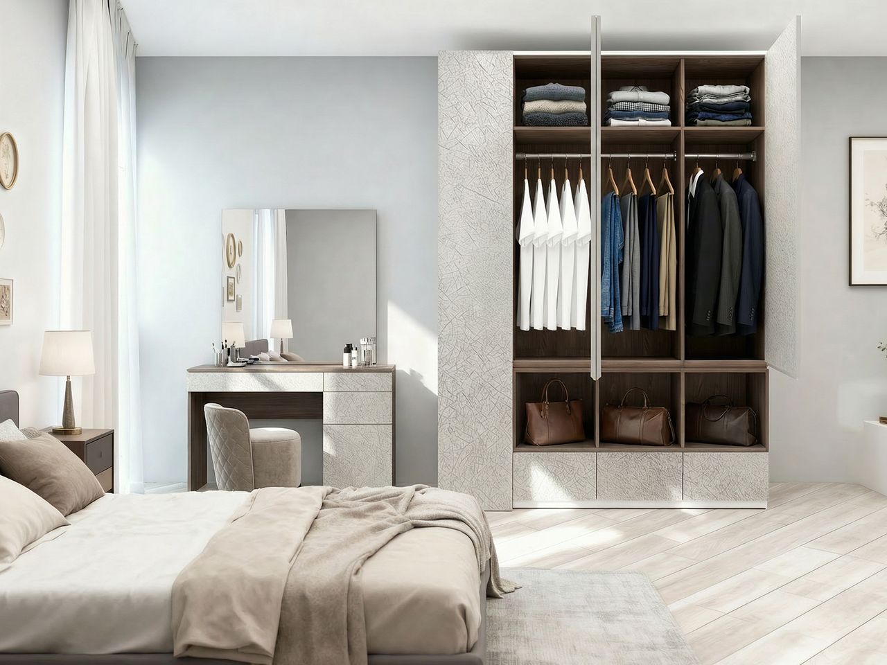 藝術紋層儲物衣櫃